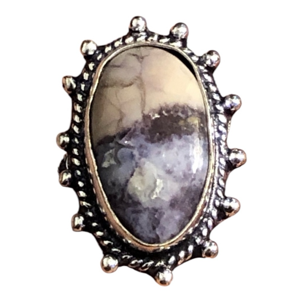 925 Sterling Silver Porcelain Jasper Ring Size 7 1/2